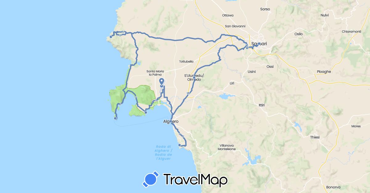 TravelMap itinerary: driving, cycling in Italy (Europe)