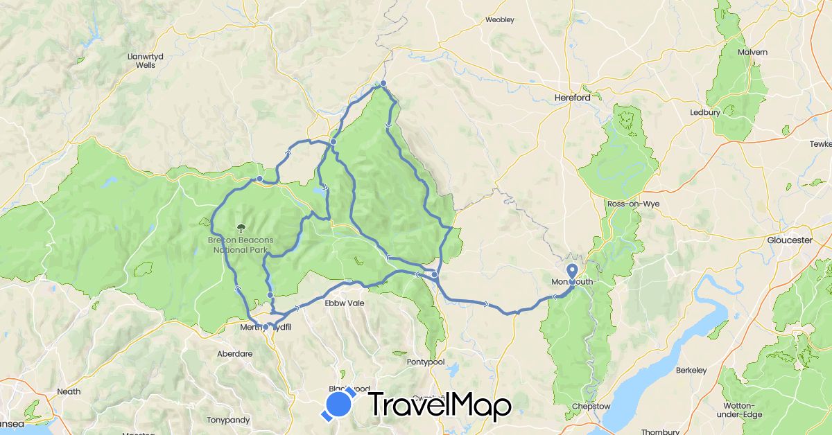 TravelMap itinerary: driving, cycling in United Kingdom (Europe)