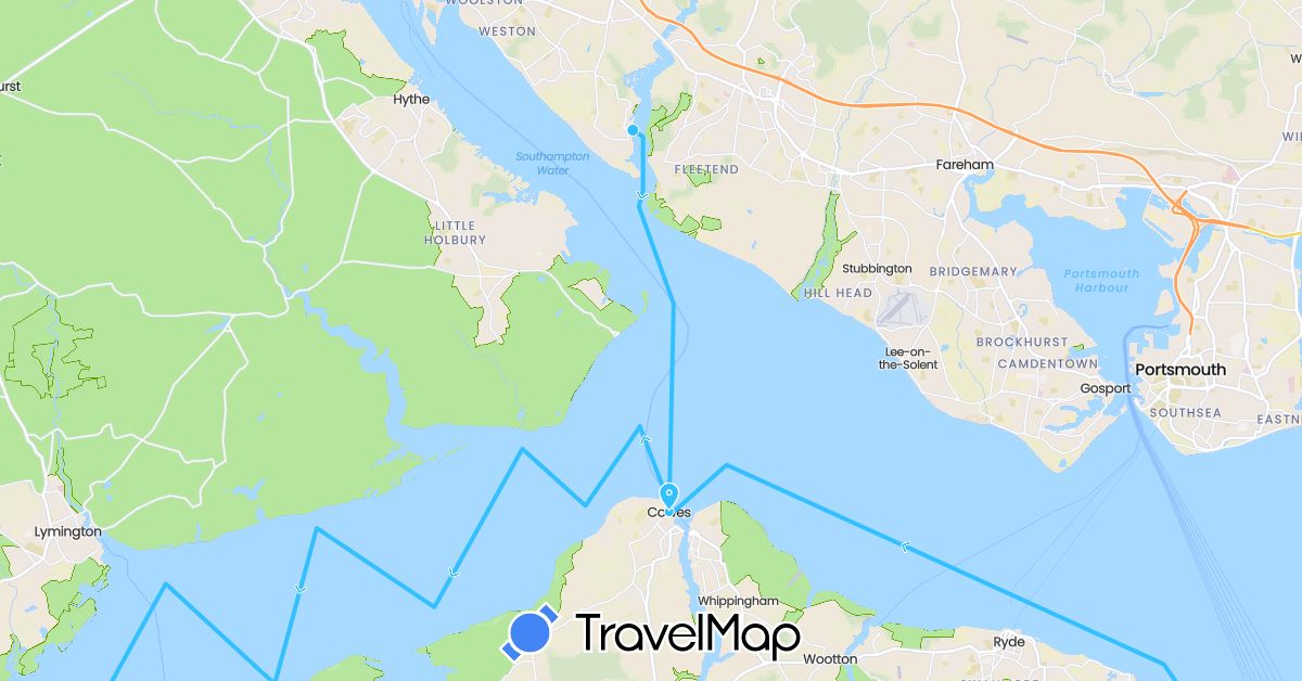TravelMap itinerary: driving, boat in United Kingdom (Europe)