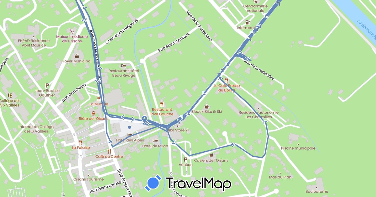 TravelMap itinerary: cycling in France (Europe)